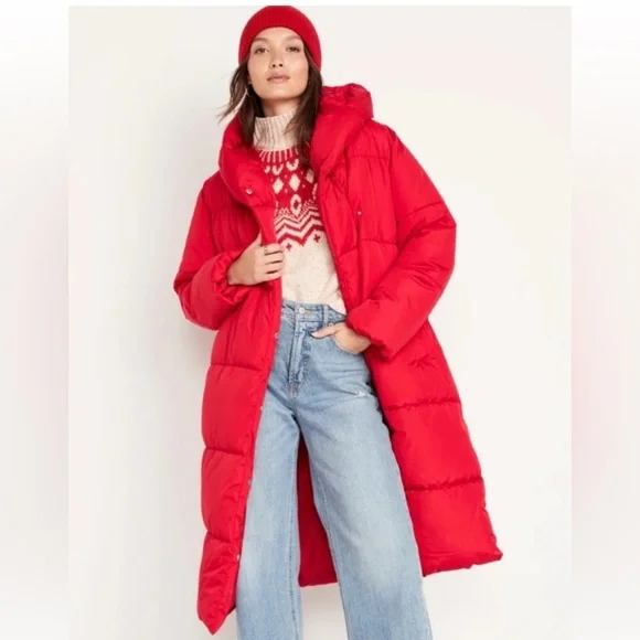Old Navy Long Hooded Puffer Coat NEW OLD NAVY Long Hooded Puffer